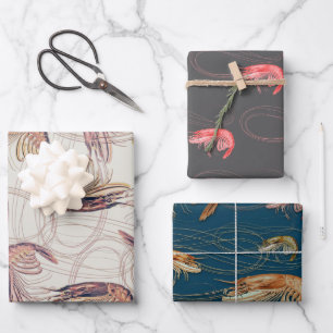 Garnelen-Muster Geschenkpapier Set