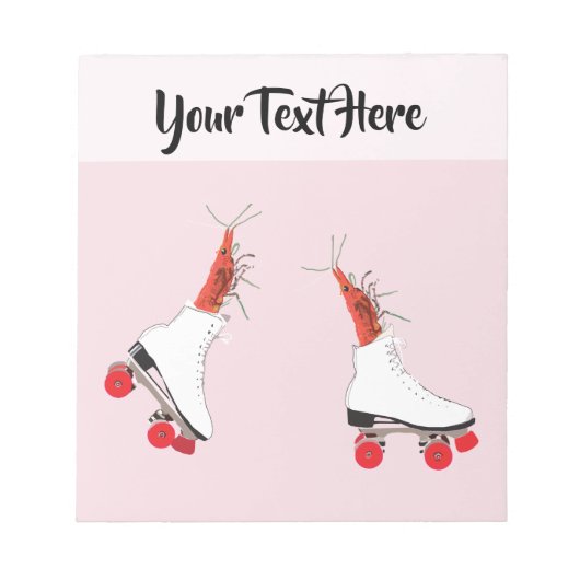 Garnelen, Roller Blades, Surreal Art Notepad Notizblock (Vorderseite)