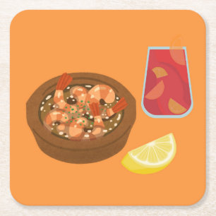 Garnelen und Sangria Rechteckiger Pappuntersetzer