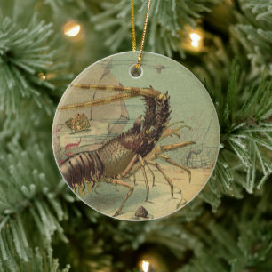 Garnelen, Unterwasser-Meeresleben, Vintage-Meeresl Keramikornament
