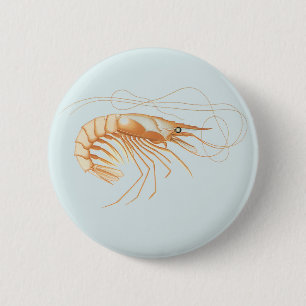 Garnelen, Vintage Meeresleben Ozean Tiere Button