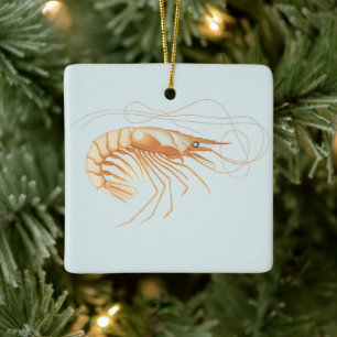Garnelen, Vintage Meeresleben Ozean Tiere Keramikornament