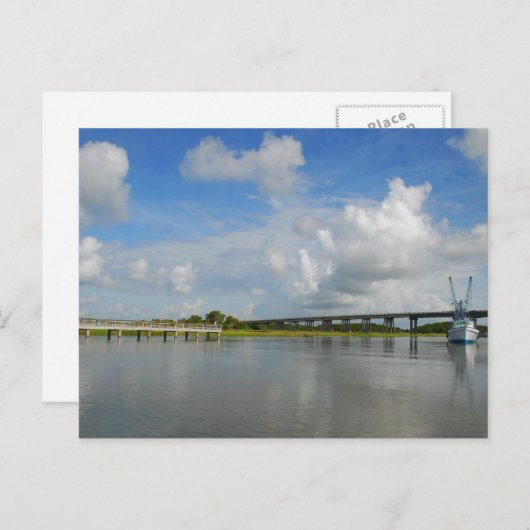 Garnelenboat Tybeeninsel Georgien Postkarte (Vorne/Hinten)