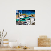 Garnelenboot nautische Kunst Poster (Küche)