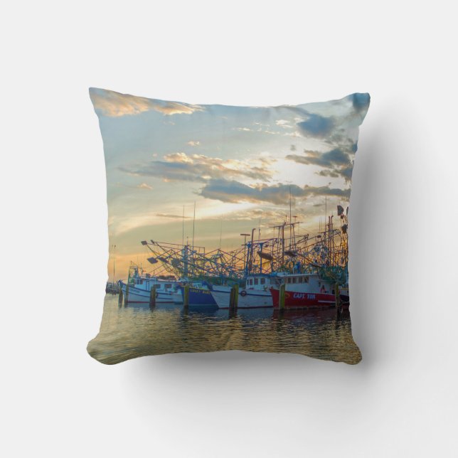 Garnelenboot und Pelican Pillow Kissen (Vorderseite)