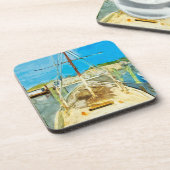 Garnelenboot unter Reparatur Abstrakten Impression Untersetzer (Linke Seite)