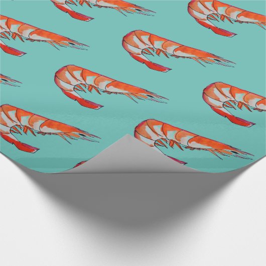 Garnelengarnelemeeresfrüchte-Kitschkunst Geschenkpapier (Ecke)
