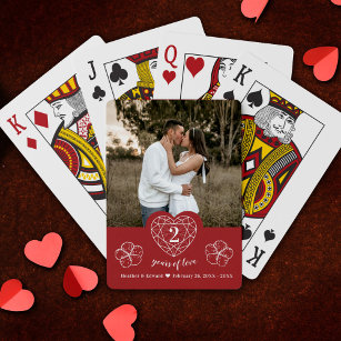 Garnet 2. Hochzeit Jubiläum Herzenrot Baumwolle Spielkarten