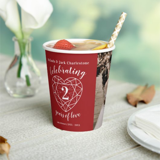 Garnet 2. Hochzeit Jubiläum Kontur Foto Pappbecher (In Situ)