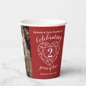 Garnet 2. Hochzeit Jubiläum Kontur Foto Pappbecher (Rückseite)