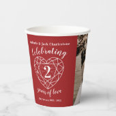Garnet 2. Hochzeit Jubiläum Kontur Foto Pappbecher (Vorderseite)