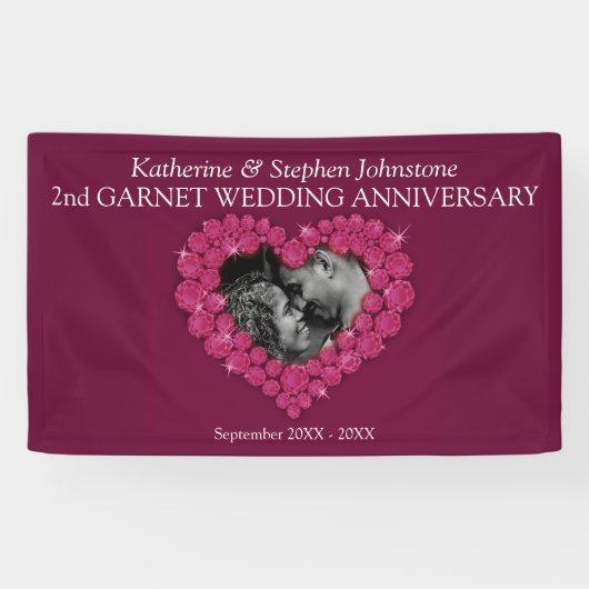 Garnet 2. Hochzeitstag dunkelrot Banner (Horizontal)