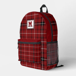 Garnet and black checkered plaid South Carolina  Bedruckter Rucksack
