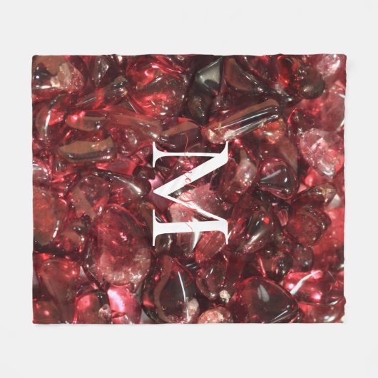 Garnet Birthstone Monogram Personalisiert Name Fleecedecke (Vorderseite (Horizontal))