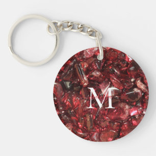Garnet Birthstone Monogram Personalisiert Name Schlüsselanhänger