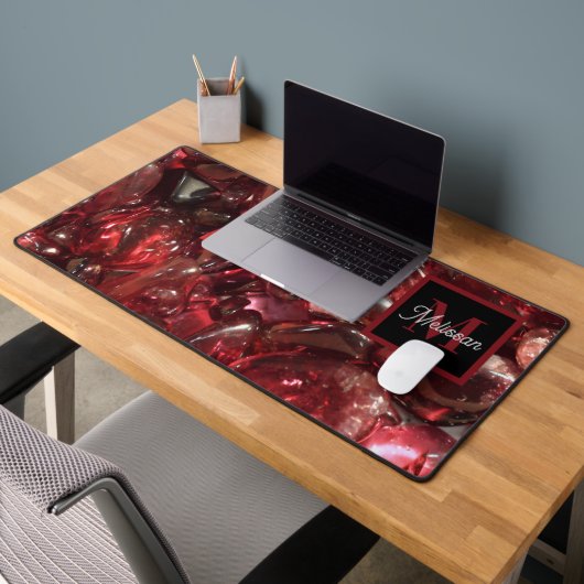 Garnet Birthstone Monogram Personalized Name Schreibtischunterlage (Büro 2)