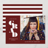 Garnet Bold Serif Single Photo Graduation Ankündigung (Vorne/Hinten)