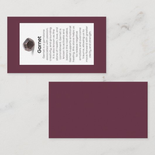 Garnet Crystal Meaning Juwelier Display Gemstone Visitenkarte (Vorne/Hinten)