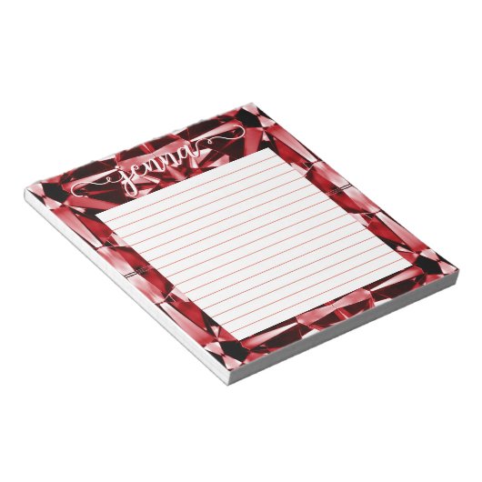 Garnet Gemstone Lined Personalisiert Notizblock (angewinkelt)