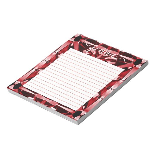 Garnet Gemstone Lined Personalisiert Notizblock (Rotiert)
