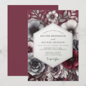 Garnet Gloaming Posy Wedding Einladung (Vorne/Hinten)