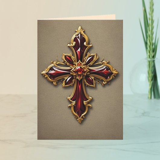 Garnet & Gold Cross Faltkarte Karte