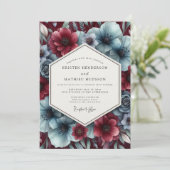 Garnet Icy Bloom Wedding Einladung (Stehend Vorderseite)