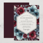 Garnet Icy Bloom Wedding Einladung (Vorne/Hinten)