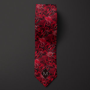 Garnet Red Botanic Monogram Krawatte