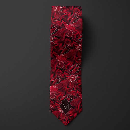 Garnet Red Botanic Monogram Krawatte