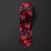 Garnet Red Floral Monogram Krawatte