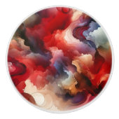 Garnet Red Smokey Abstrakt Watercolor Cloud Keramikknauf (Vorderseite)