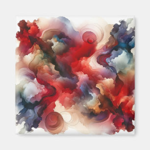 Garnet Red Smokey Abstrakt Watercolor Cloud Magnet