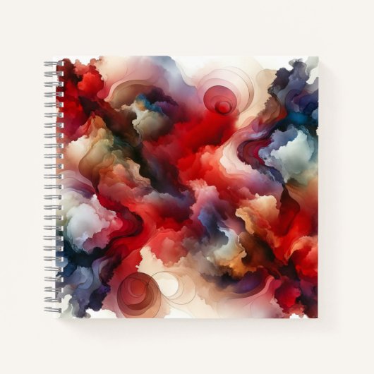 Garnet Red Smokey Abstrakt Watercolor Cloud Notizblock (Vorderseite)