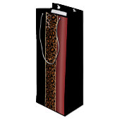Garnet Red und Black Leopard Muster Geschenktüte Für Weinflaschen (Rückseite Schrägansicht)