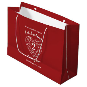 Garnet Roter Jahrestag 2 Jahre personalisiert Große Geschenktüte