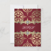 Garnet Ruby Red Gold Black Damask Party Einladung (Vorderseite)