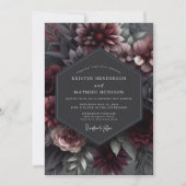 Garnet Somber Bloom Wedding Einladung (Vorderseite)
