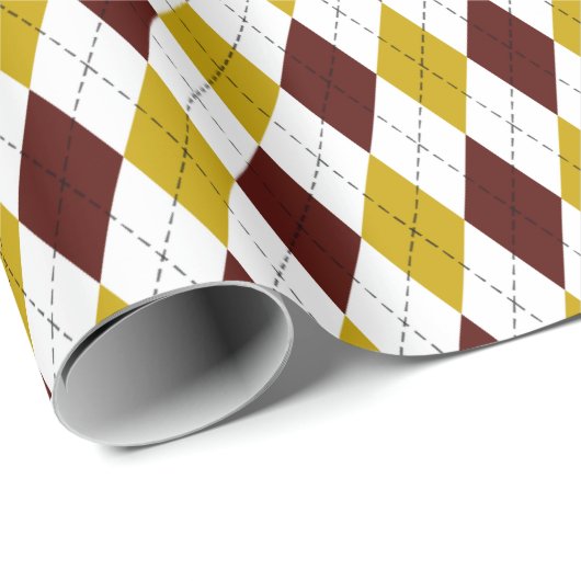 Garnet und Gold Classic Raute Diamant Muster Geschenkpapier (Rolleneckpunkt)