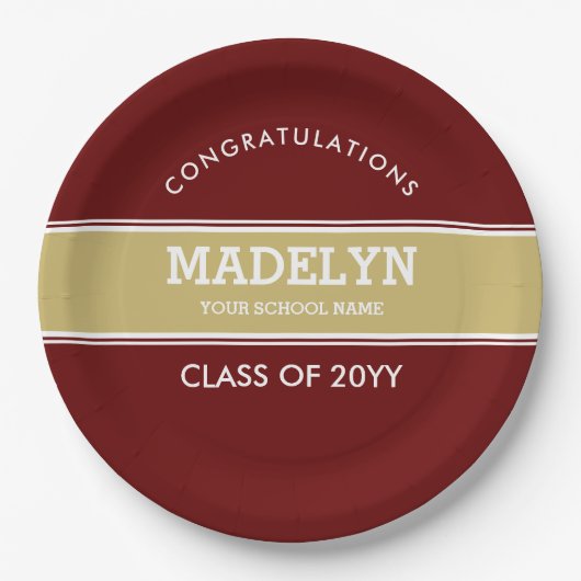 Garnet und Gold Papierplatte für kundenspezifische Pappteller (Vorderseite)