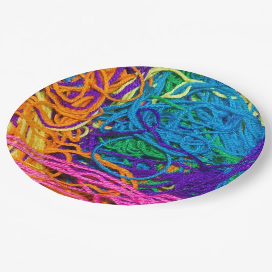 Garngewebe, Knetfotografie Pappteller (Schrägansicht)