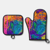 Garngewebe realistische Textur Crochet Knittern Ofenhandschuh & Topflappen-Set (Vorderseite)