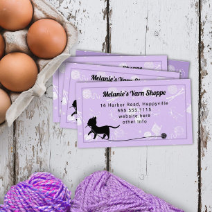 Garnkatzenkatze mit Garnlavender-Visitenkarte Visitenkarte