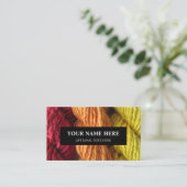 Garnknitterhandspun Rotes orangefarbenes Foto Visitenkarte (Stehend Vorderseite)