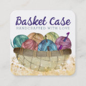 Garnkorb-Häkelhaken, handgearbeitete Handarbeit Quadratische Visitenkarte (Vorderseite)