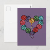 Garnkugelherz Postkarte (Vorne/Hinten)