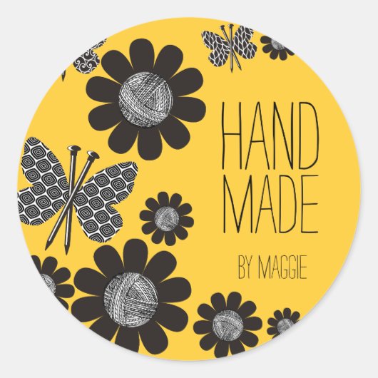 Garnströme aus Stricknadeln in Farbe, Schmetterlin Runder Aufkleber (Vorderseite)