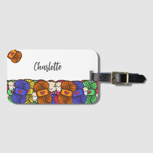 Garnwoll-Schaf, personalisierbar Gepäckanhänger (Vorderseite (Horizontal))