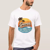 Garrett Retro-Sonnenuntergangs-Name-Design T-Shirt (Vorderseite)