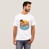 Garrett Retro-Sonnenuntergangs-Name-Design T-Shirt (Vorne ganz)